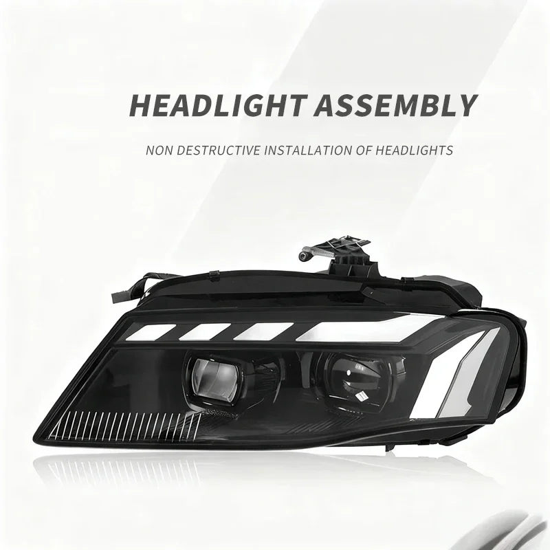 For A4 Headlight Assemblies 2009-2012 LED Daytime Running Lights with Glowing Turn Signal Lens