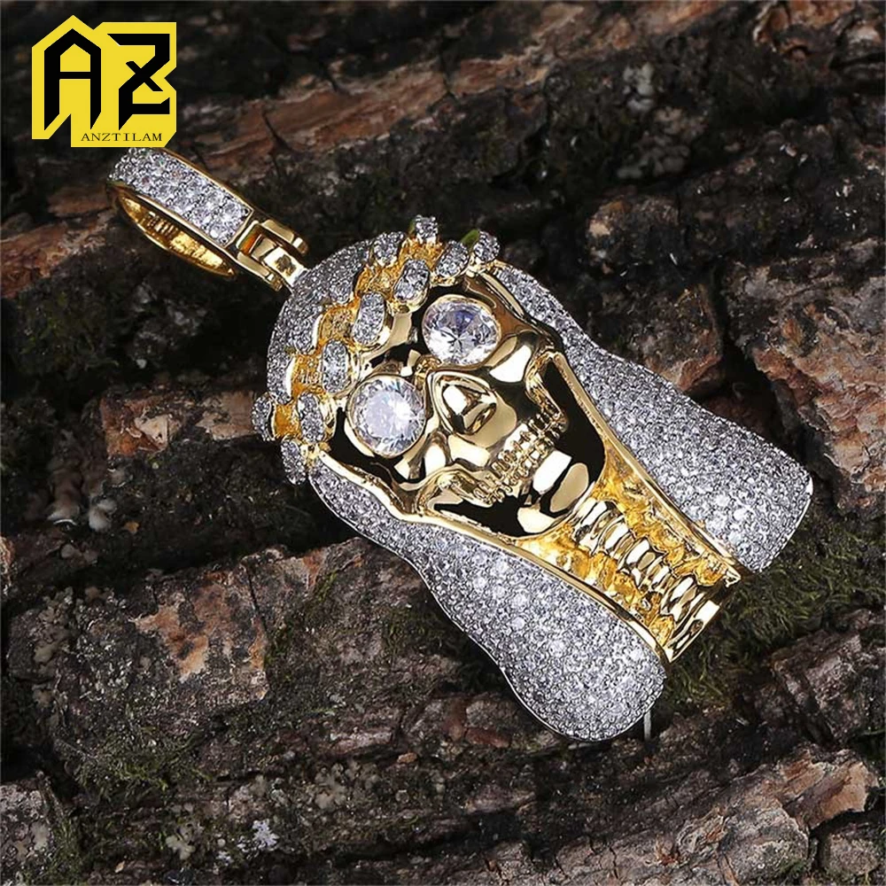Anztilam Iced Out New Jesus Pendant Necklace with Long Link Chain for Women Men Brass Zircon Hip Hop Jewelry Free Shipping
