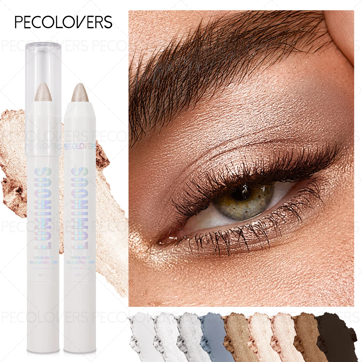 1 Pcs Single Color Fine Shimmer Eyeshadow Stick, Brighten Ash Brown, Travel Size, High Pigmented Sweatproof Long-Wear view 4
