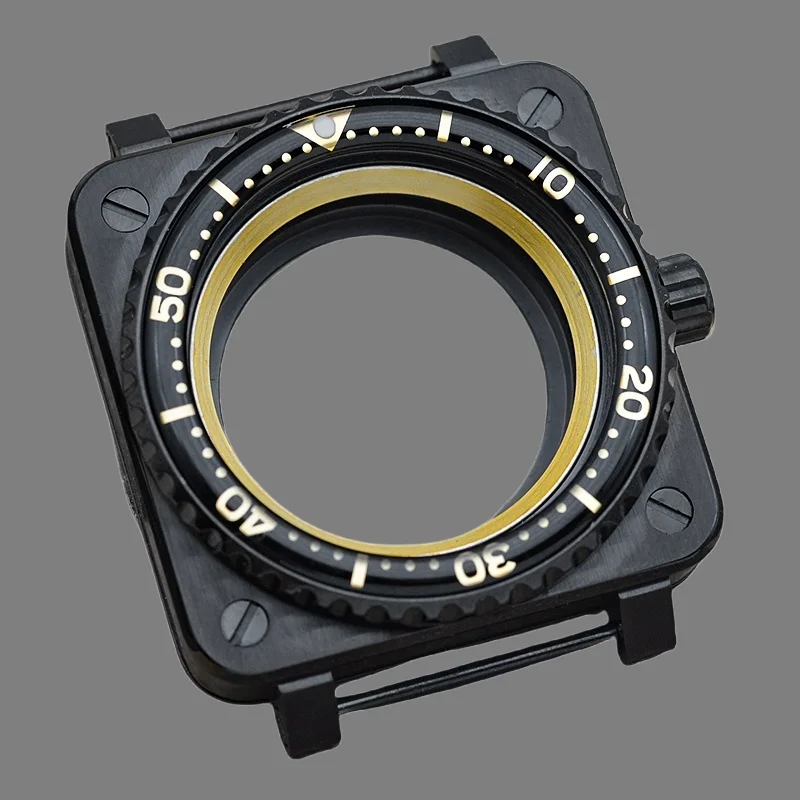 

42 black square case NH35 - sapphire glass case - 316L stainless steel waterproof back cover - suitable for NH35, NH36 automatic