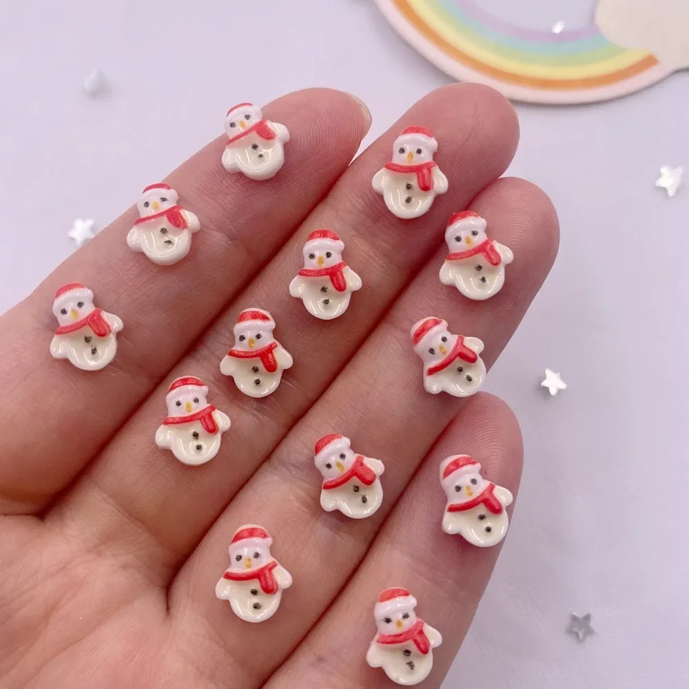 50 Stück Harz Mini Bunte Weihnachtsmann Schneemann Weihnachtsbaum Hirsch Figuren mit flacher Rückseite Nail Art DIY Scrapbook Zubehör Basteln – Detail 10