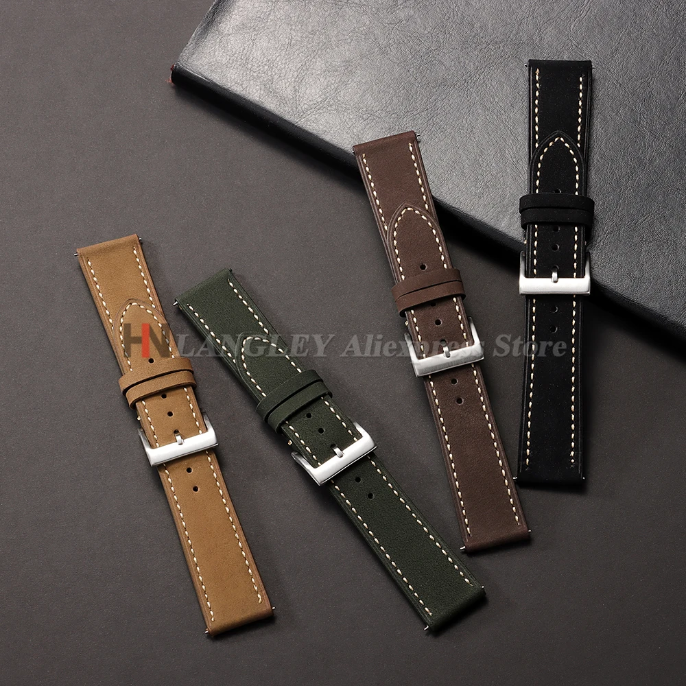 20 mm 22 mm Echtlederarmband für Samsung Galaxy Watch 7/6/5/4 40 44 mm Band Retro Matt Armband für Xiaomi Redmi Watch 3 Lite