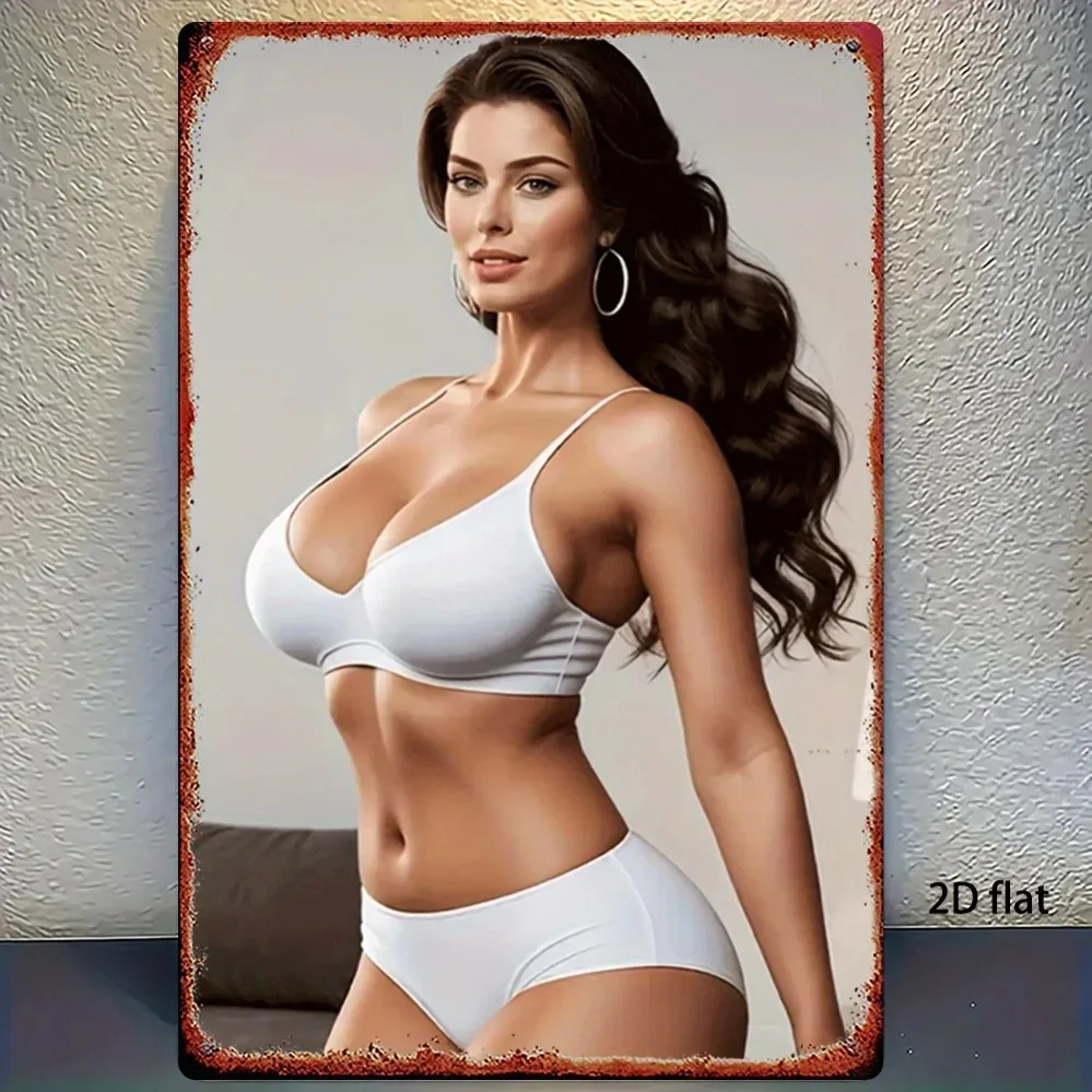 Vintage Metallposter Pin-Up Girl Wandkunst 8x12 Zoll Retro Heim- und Bardekoration