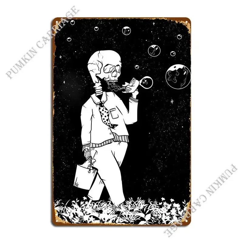 Skeleton Blowing Bubbles Metal Sign Design Rusty Cinema Garage Bar Cave Tin Sign Poster