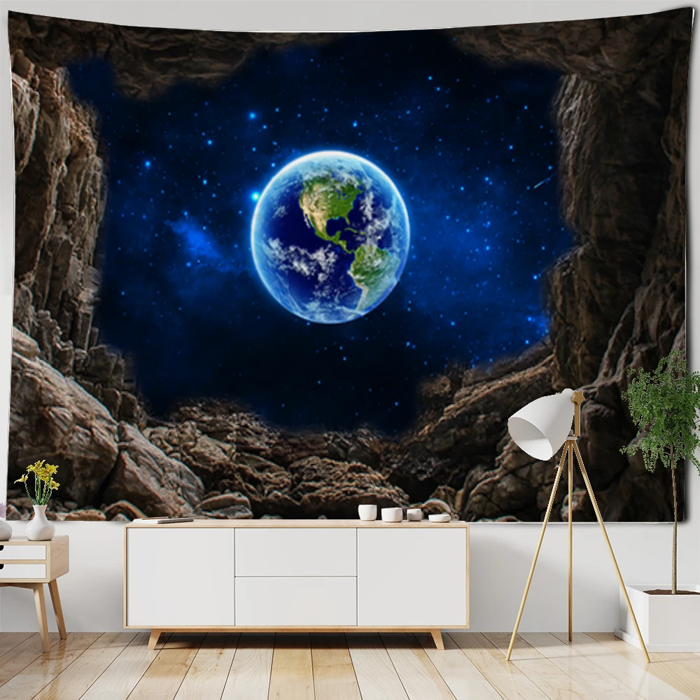 Rock Cave Landscape Wall Hanging Tapestry Art Deco Blanket Personality Curtain Hanging at Home Living Room Decoration