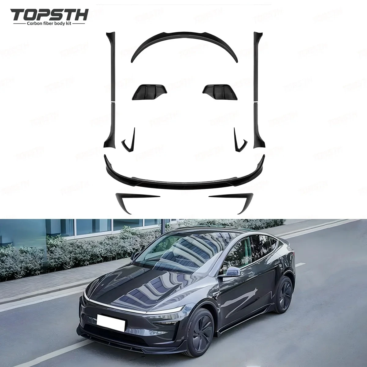 2025+ Sport Style PP Body Kit For Tesla Model Y Juniper New Front Lip Side Skirts Rear Diffuser Exterior Trim Upgrade Bumper
