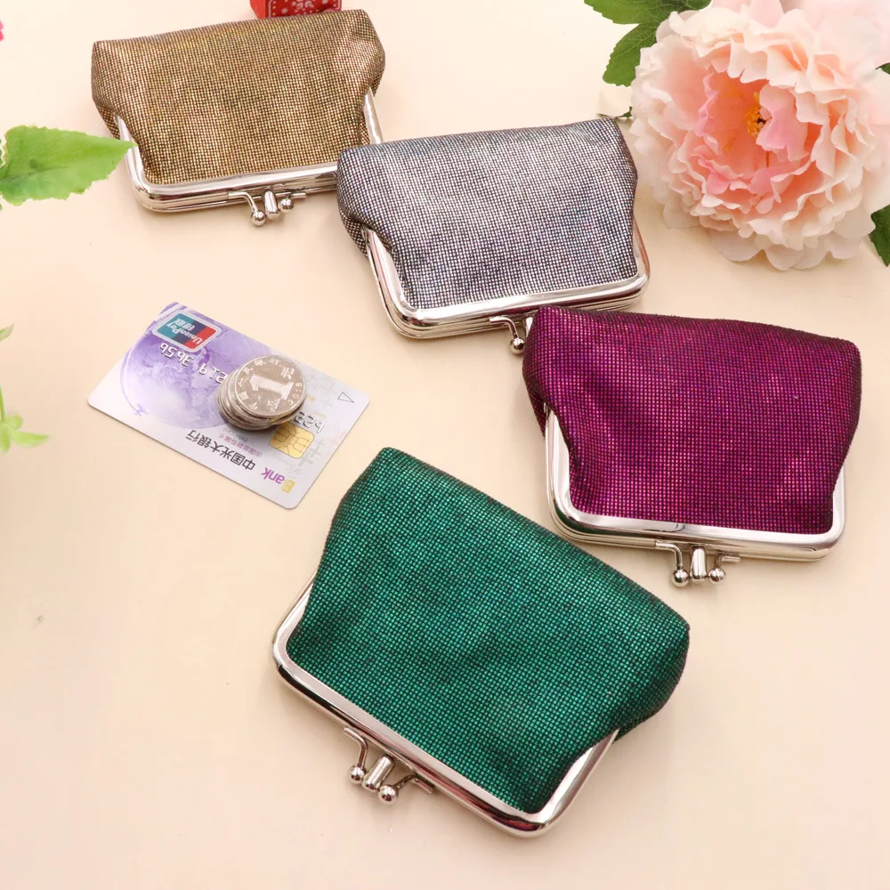 Shiny Double Layer Short Purse Women Wallets Short PU Leather Coin Purse Creative Student Mini Wallet Retro Coin Purse Card Bags