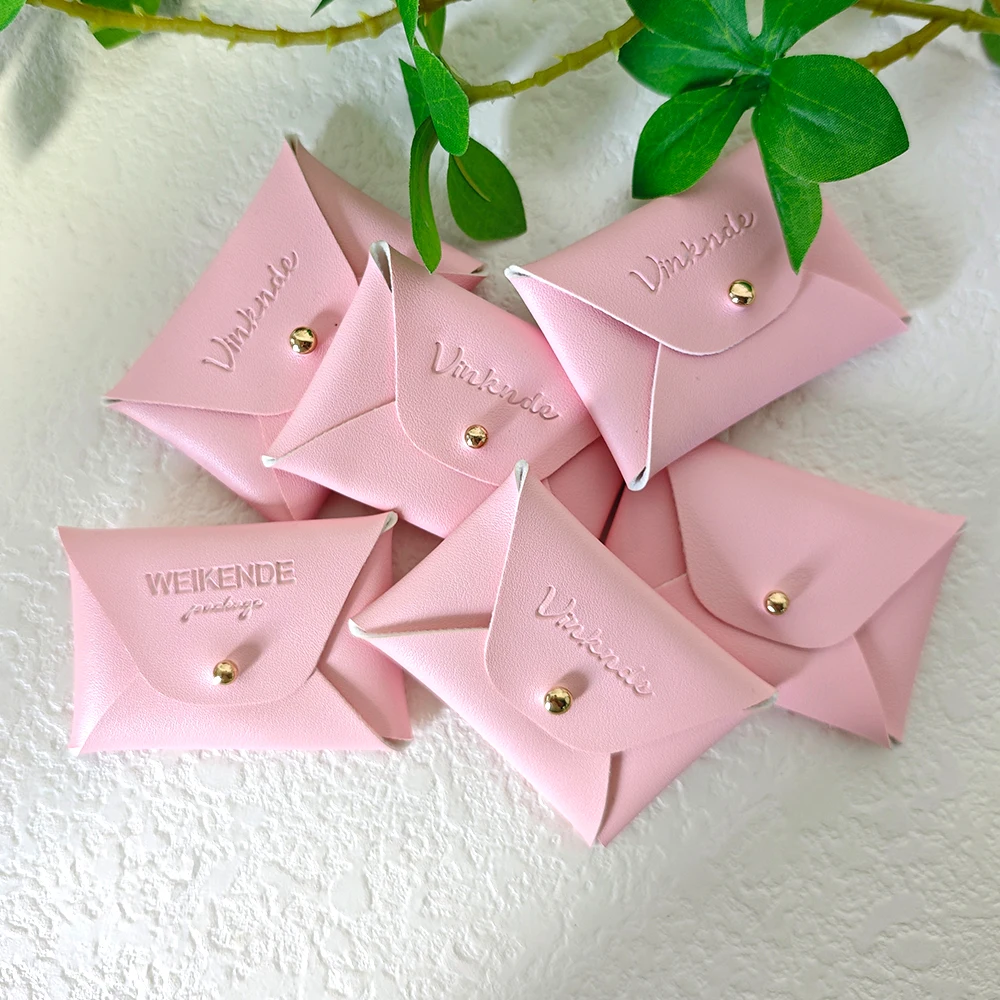 

New Custom Logo Mini Leather Coin Purse PU Rivet Button Compact Bag Wedding Gift Packaging Pouches Jewelry Accessories Organizer