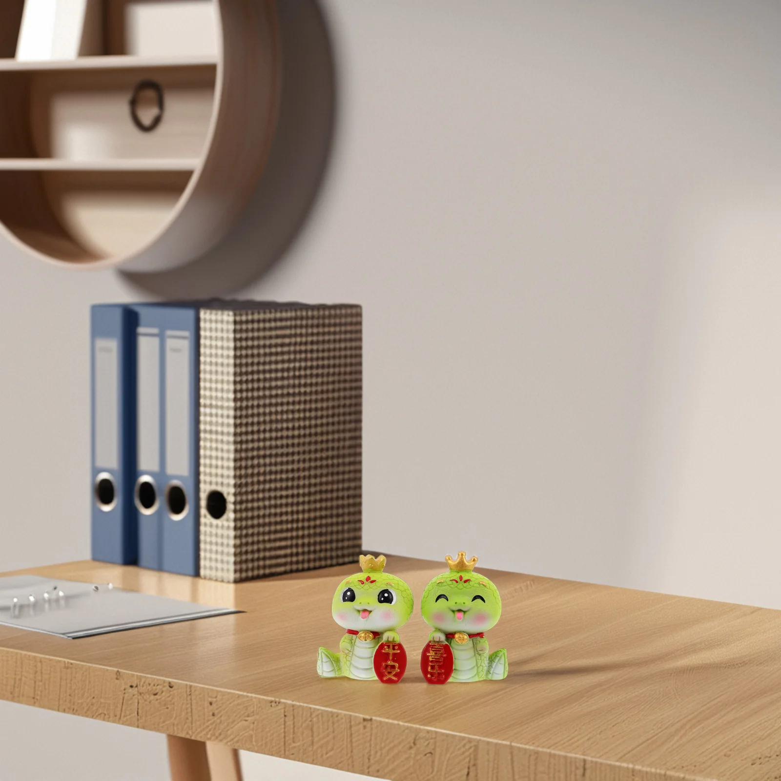 

2pcs Mini Resin Snake Figurines Chinese Zodiac Year Of The Snake Mascot Lucky Decoration Desk Home Office Feng Shui Prosperity