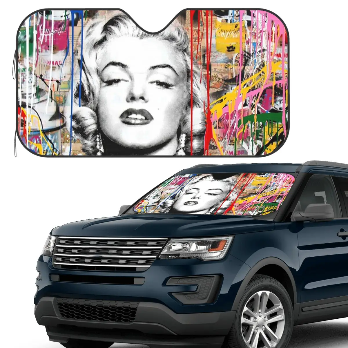 

Marilyn Monroe Colorful Pop Mashup Banksy Sunshade Windscreen Car Front Windshield Window Sun Visor Accessories Covers