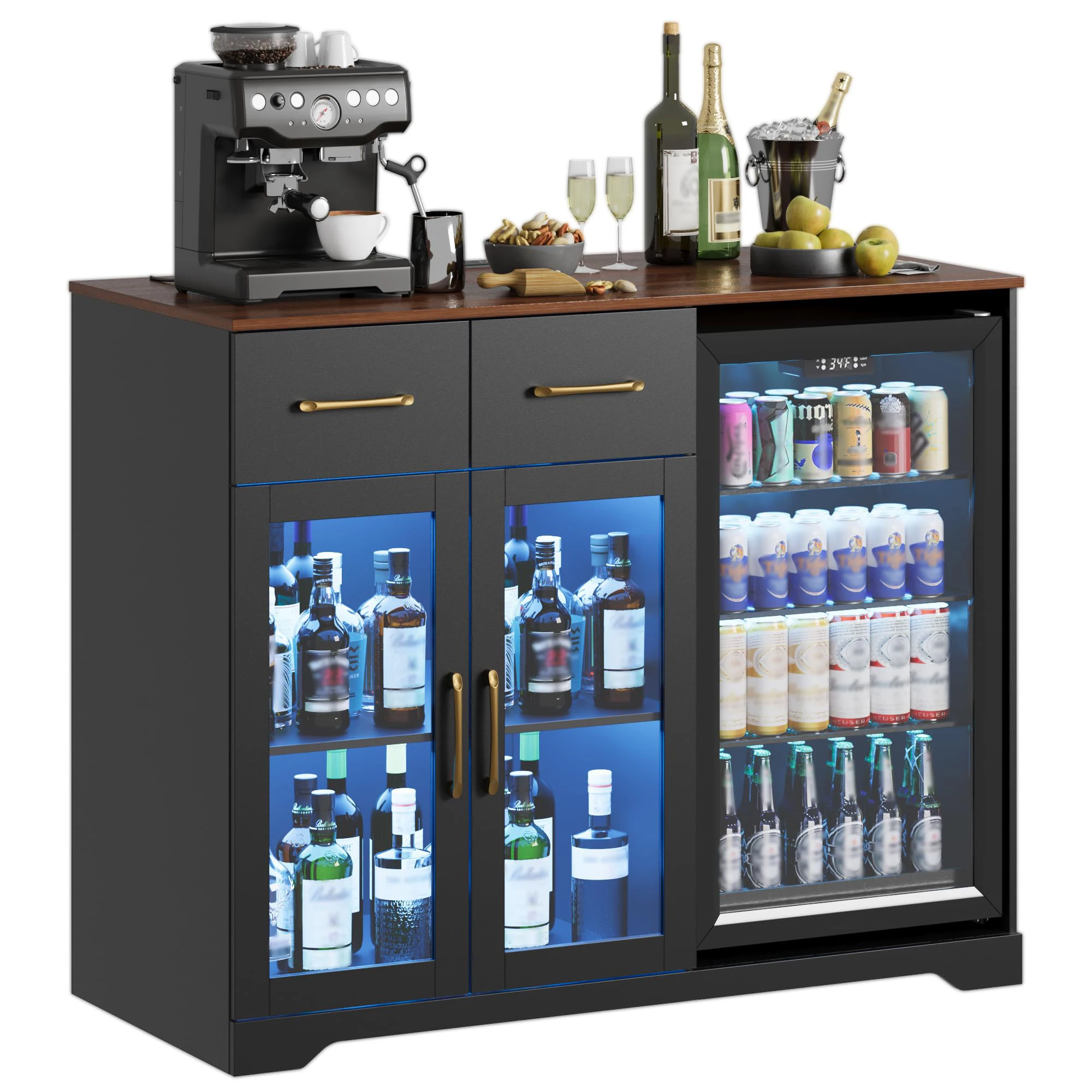 Coffee Bar Cabinet With Mini F - Home Bar And Fridge 评论和价格