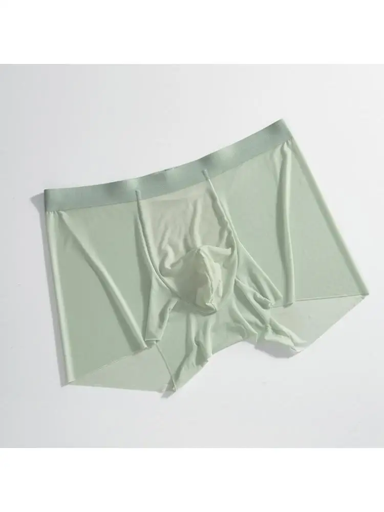 Sous-vêtements sans couture en soie glacée pour hommes, sous-vêtements fins transparents, Boxer, short, culotte convexe en U, sous-vêtements pour hommes, usage quotidien