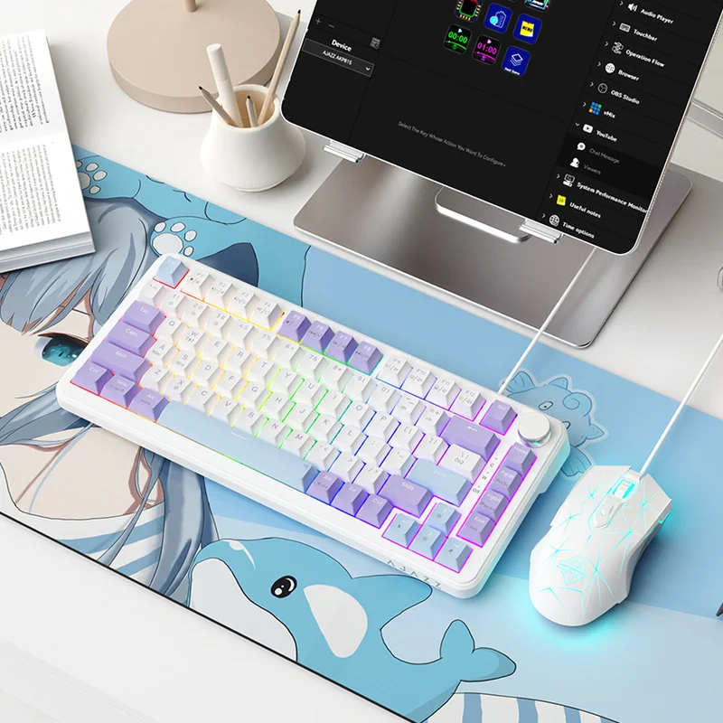 Ajazz Game Life Keyboard And Mouse Gift Box Set (Ak820max Keyboard+Aj52 Mouse+Mouse Pad+Gift Box) Gaming Keyboard Mouse Gifts