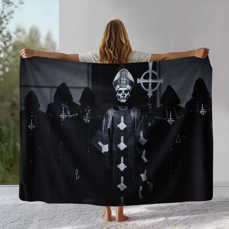 Manta de Franela Rock Metal Dark Ghost Band Papa Emeritus, Manta Ultra Suave para el Hogar, Dormitorio, Cama, Sofá, Oficina, Picnic