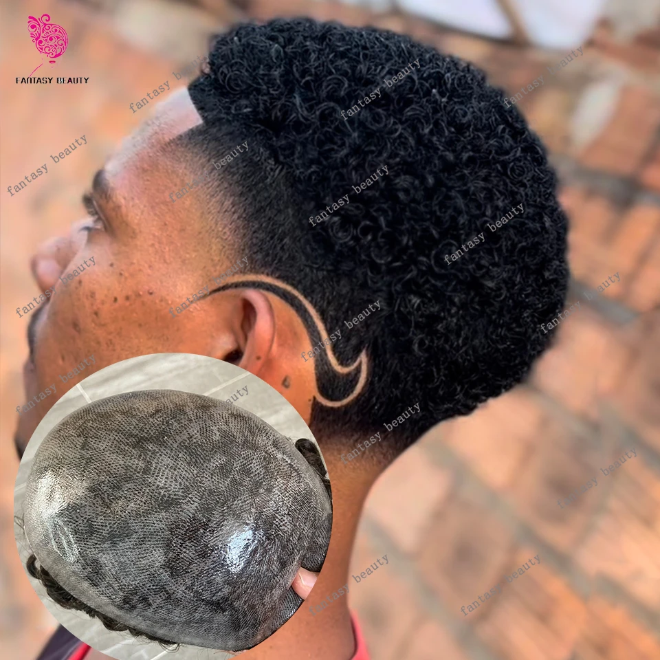 

10 мм афро черные серые мужские парики африканские человеческие волосы прочный полиэтиленовый полный парик из искусственной кожи капиллярный протез мужские вьющиеся шиньоны