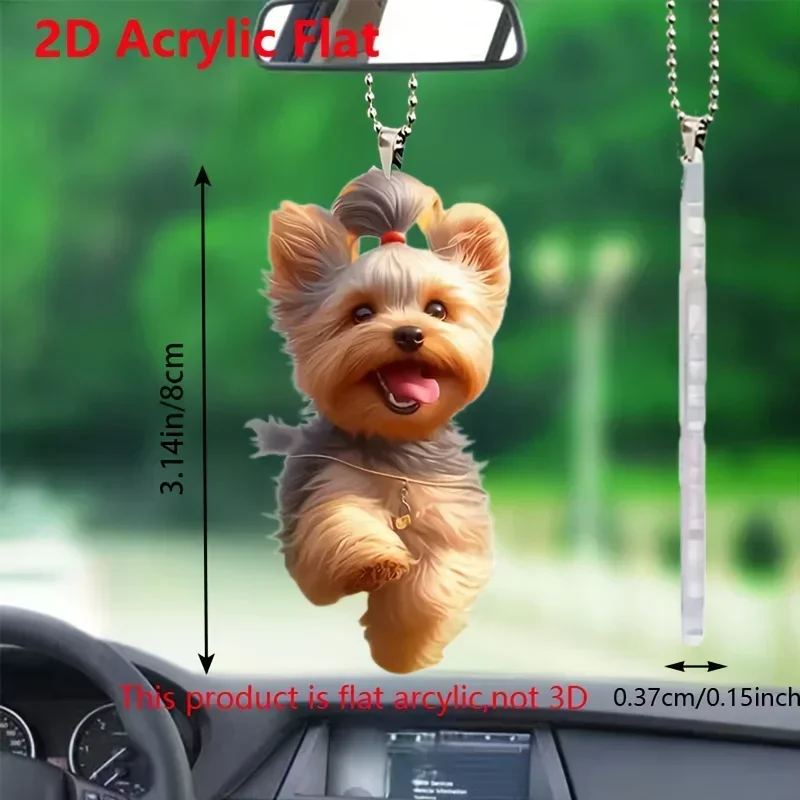 Yorkshire Terrier Dog Acrylic Pendant Versatile Charm Cute Puppy Keychain For Car Mirrors, Backpacks & Home, Festive Party Decor