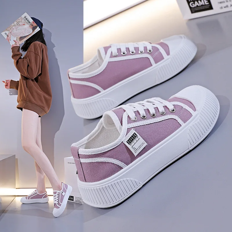 

Women Vulcanized Shoes Fashionable and Comfortable New Style Internet Famous Korean Version Versatile Canvas Shoes