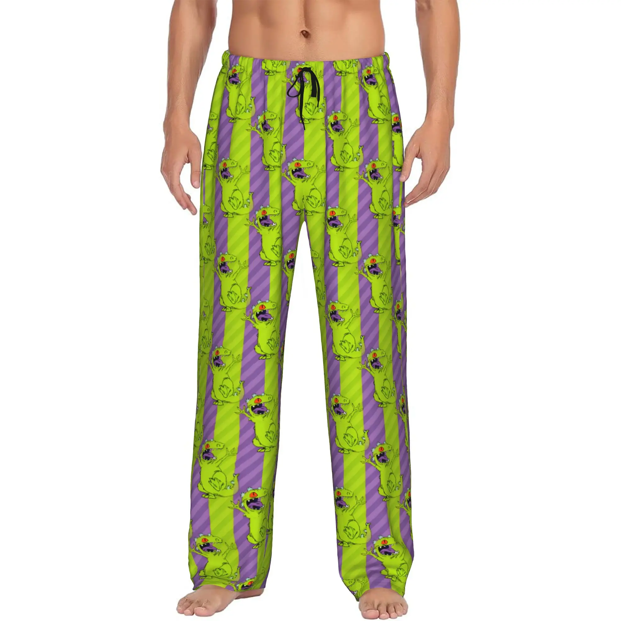Custom Printed Men R-Rugrats  Cartoon Go Wild Pajama Pants  Sleepwear Sleep Lounge Bottoms with Pockets