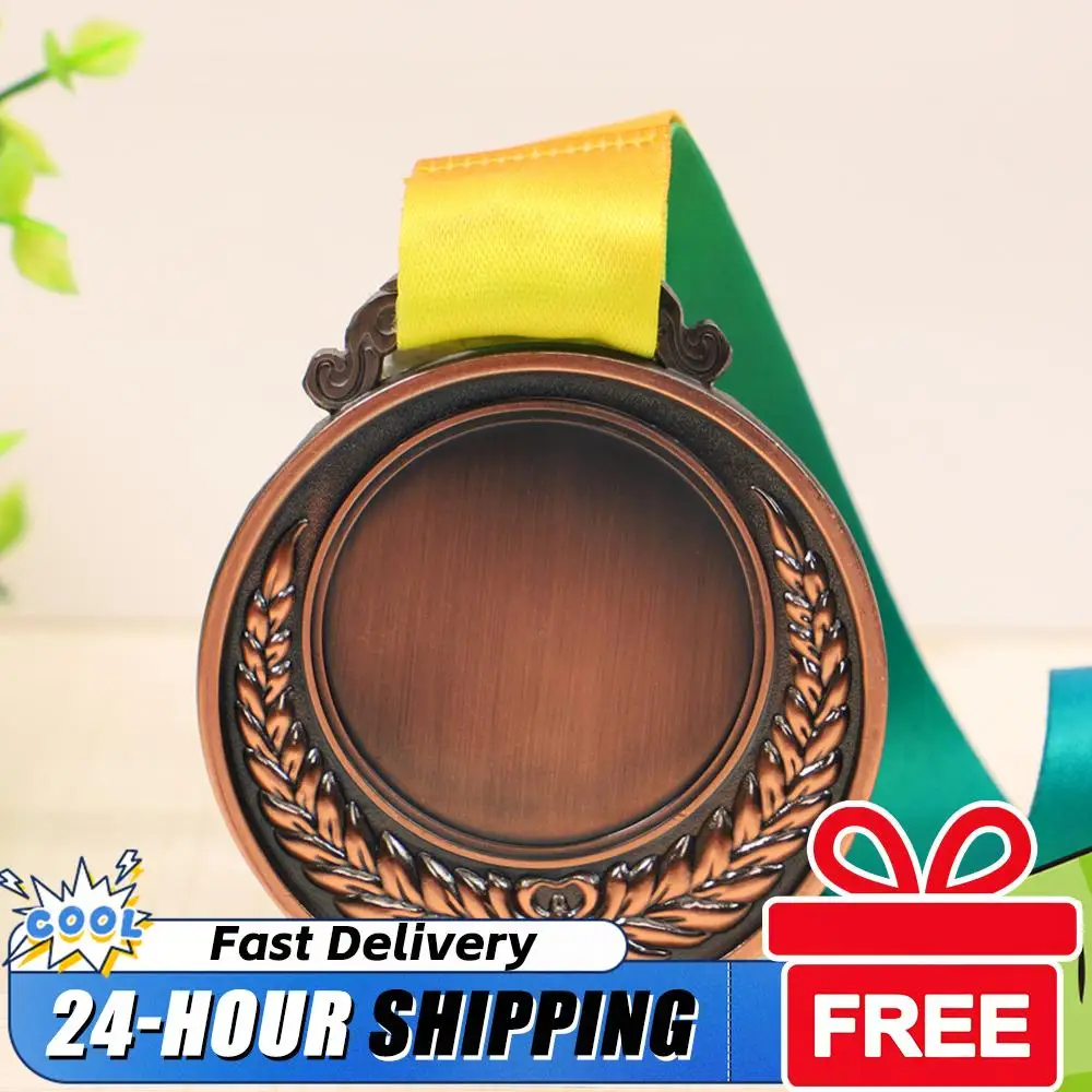 

1-10 шт. золотых/серебряных/бронзовых медалей с лентой на шею, металлические медали победителям, 5,2 см, памятные медали для марафона и спортивных соревнований