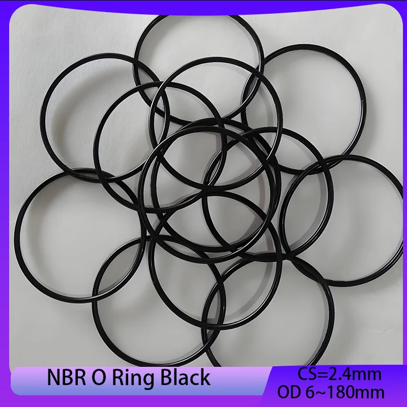 

NBR O Ring Gasket Nitrile Rubber round Sealing Washer Black Corrosion Oil Resist OD6-180mm Thickness CS2.4mm 10/50 Pcs
