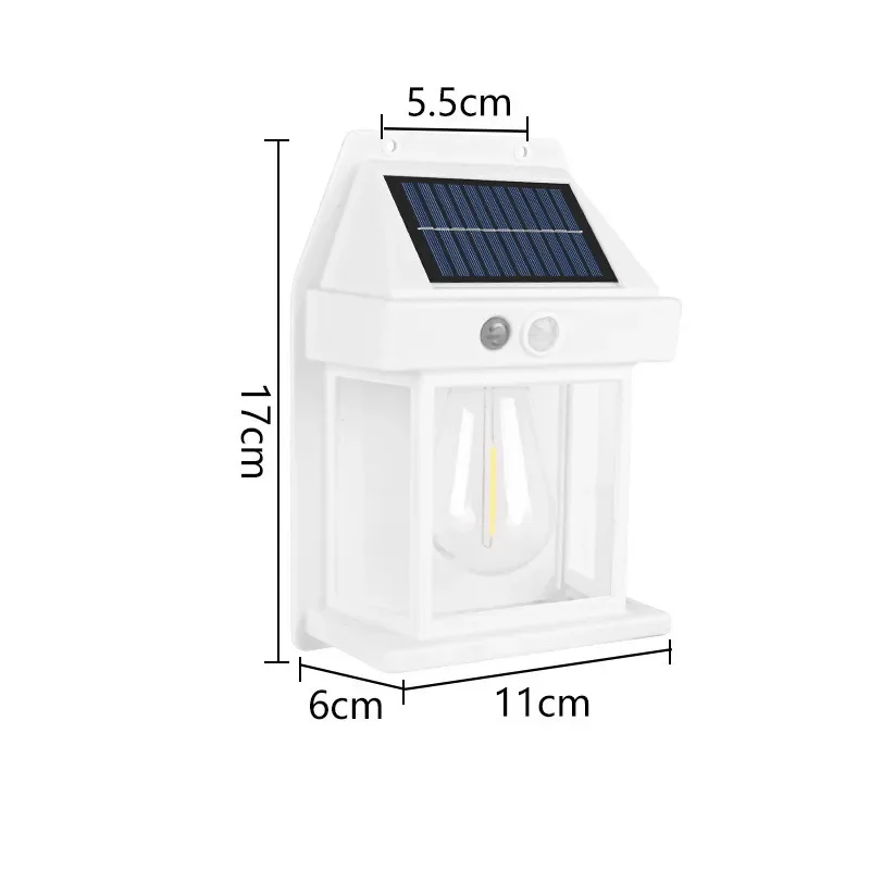 Solar Wall Light Tungsten Waterproof Wireless Motion Sensor Security Lamps Dusk to Dawn Exterior Lighting for Patio Porch Garage