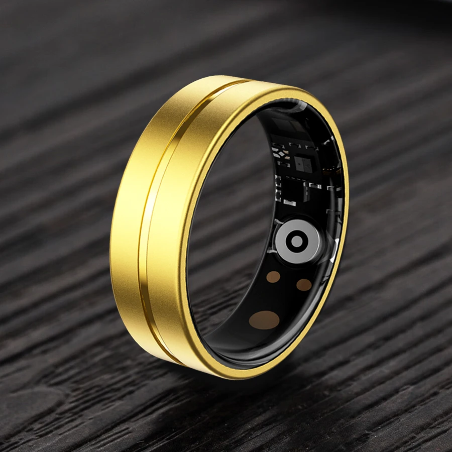 خاتم ذكي ذهبي رائع قابل للتخصيص OEM/ODM ممارسة صحية مستشعر معدل ضربات القلب خواتم ذكية للنساء IP68 مقاوم للماء بلوتوث 5.1