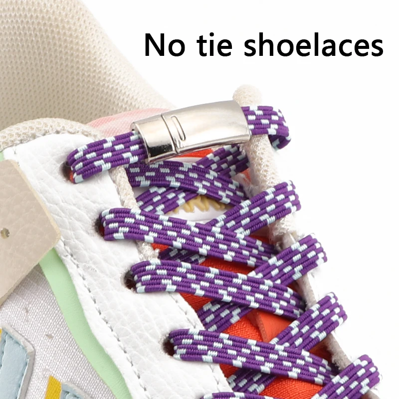 Ties Free Metal Buckle Lock Elastic Shoe Laces Fashion White Black Point Magnetic Shoelaces For Sneakers Kids Adults Shoestrings