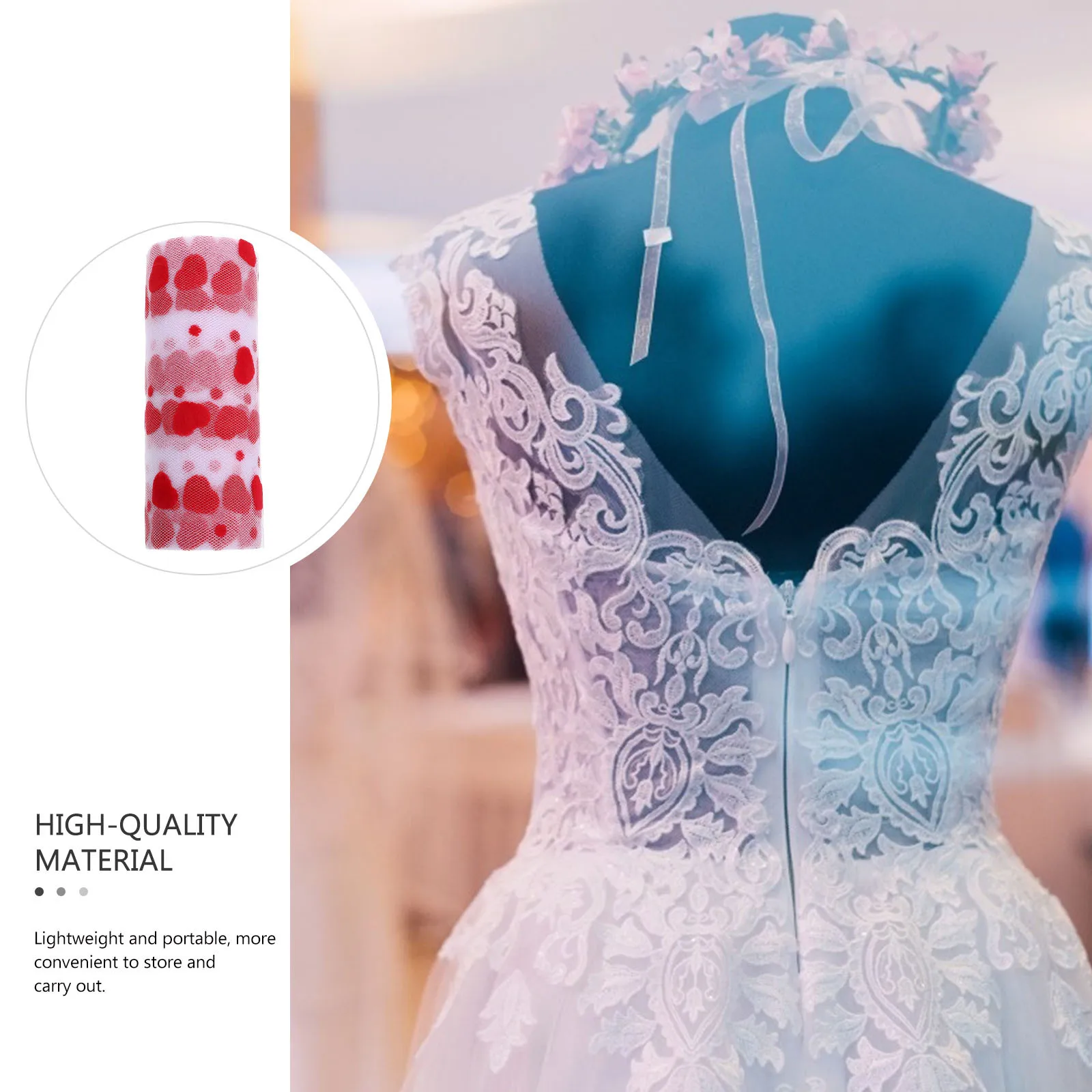 

1Pcs Heart Pattern Polyester Tulle Roll for Gift Wrapping Wedding Decoration DIY Craft Ribbons Children Dress Mesh Ribbon