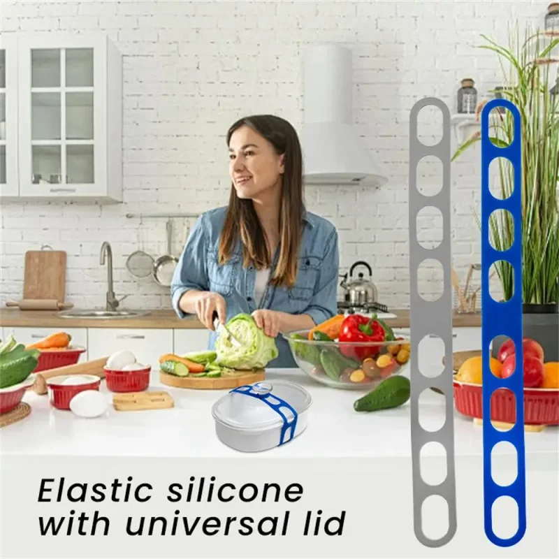Silicone Adjustable Fixing Strap, Elastic Silicone Universal Cover Fixing Strap, Leak-Proof, Suitable for Various Pots and Bowls