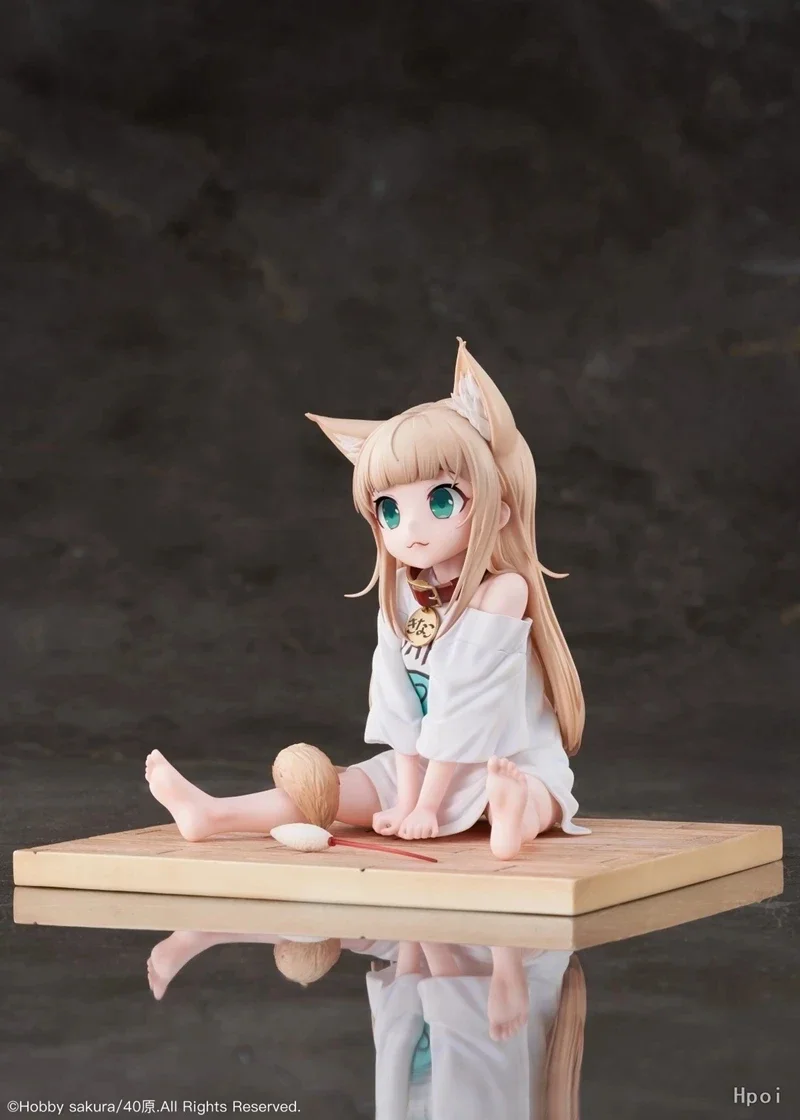 Anime Figure GOLDEN HEAD My Cat Is A Kawaii Girl PVC Hobby Sakura Soybean Flour Sit And Eat Fish Model Doll Toys 14cm