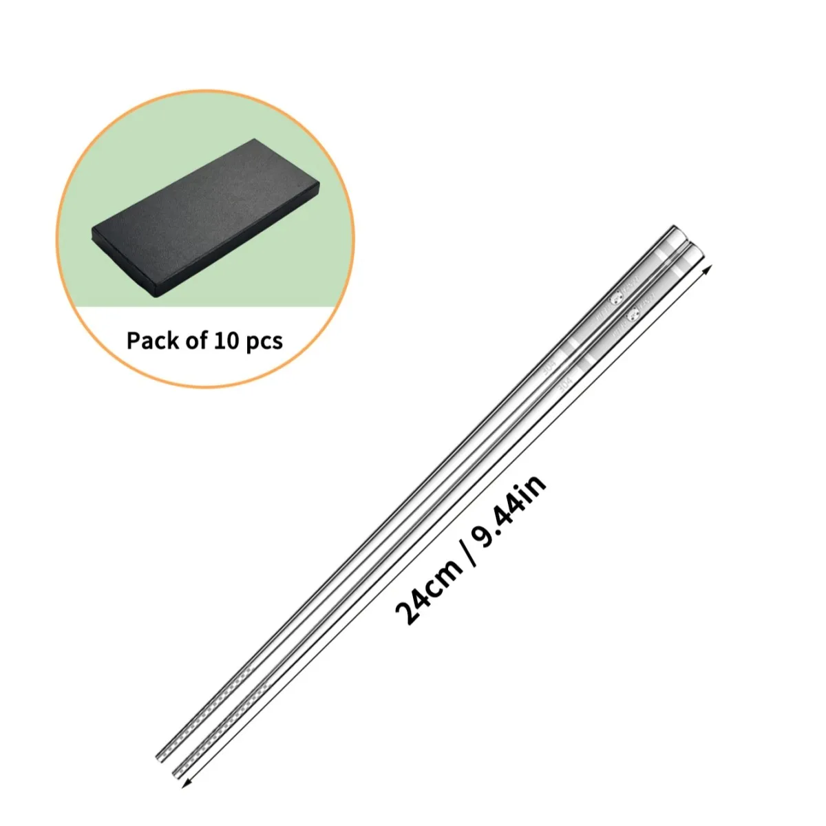 19/24cm Chinese eetstokjes 304 roestvrijstalen eetstokjes antislip & anti-schimmel sushi-stokjes draagbaar bestek vaatwasserbestendig