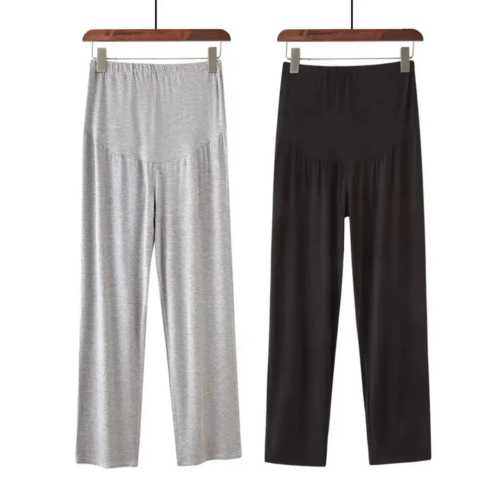 

High Waist Pregnancy Trousers Modal Breathable Pregnant Belly Pants Soft Texture Plus Size Wide Leg Pants Postpartum