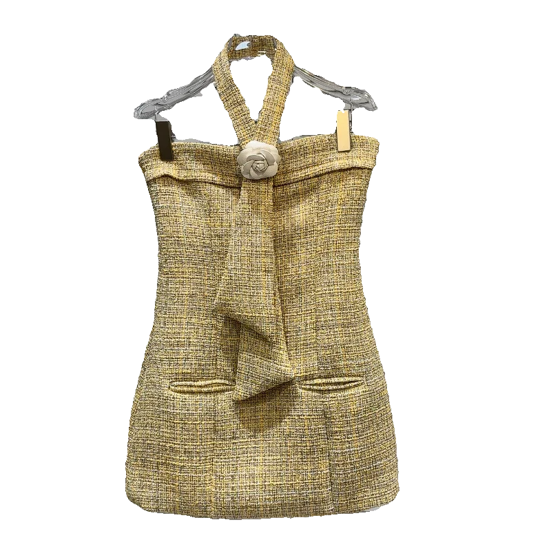 2026年春 花柄タイネック チュール風ツイード バストアップブラ レディースファッション アイコン Hライン スリム 通勤 ポリエステル生地