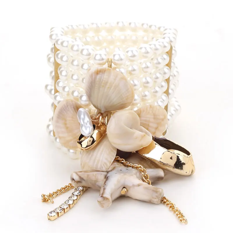 

Statement Pearls Bracelet Set for Women Starfish&Shells Accessories Handmade Woman Anklet Jewelry