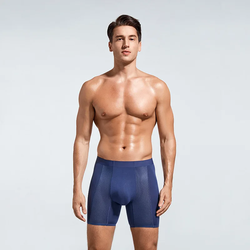 BOWEYLUN, nuevos pantalones antirozaduras sin costuras de Modal de los años 80, ropa interior deportiva de longitud extendida, antibacteriana y transpirable de Color sólido