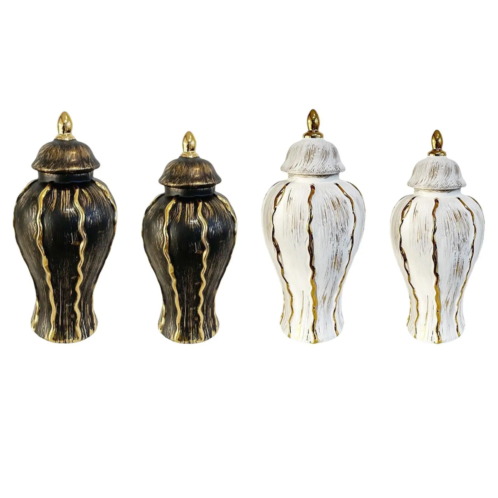 Porcelain Ginger Jar Storage Vase with Lid Ceramic Temple Jar Vintage Home Decor Flower Vase Ornament for Desk Shelf Living Room