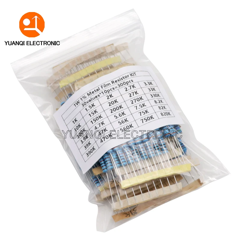 150PCS 300PCS 1/2W 1W 2W 3W Resistance 1% Metal Film Resistor Assortment Kit Set 30values 1R - 750R 1K - 820K Ohm