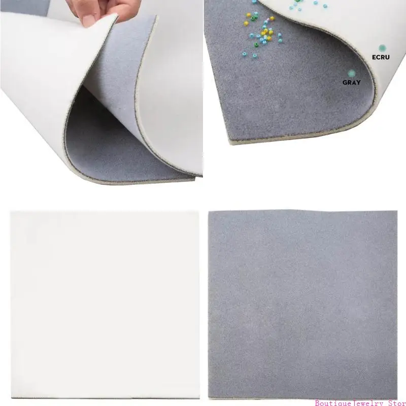 

E1PE 2Pcs Gray and Sponge Bead Mats Versatile Tool for DIY Beading Projects Jewelry Stringing Mat Unique Non-Slip Mat