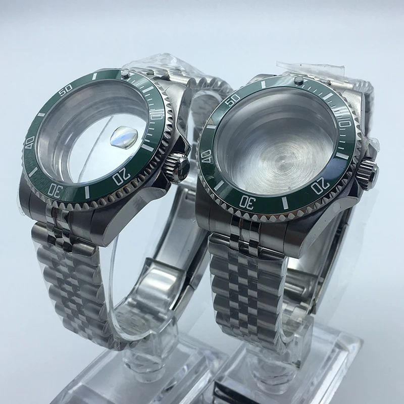 40mm Diving NH35 Watch Cases stainless steel President Bracelet  Sapphire crystal glass for Seiko nh35 nh36 movement 28.5mm Dial