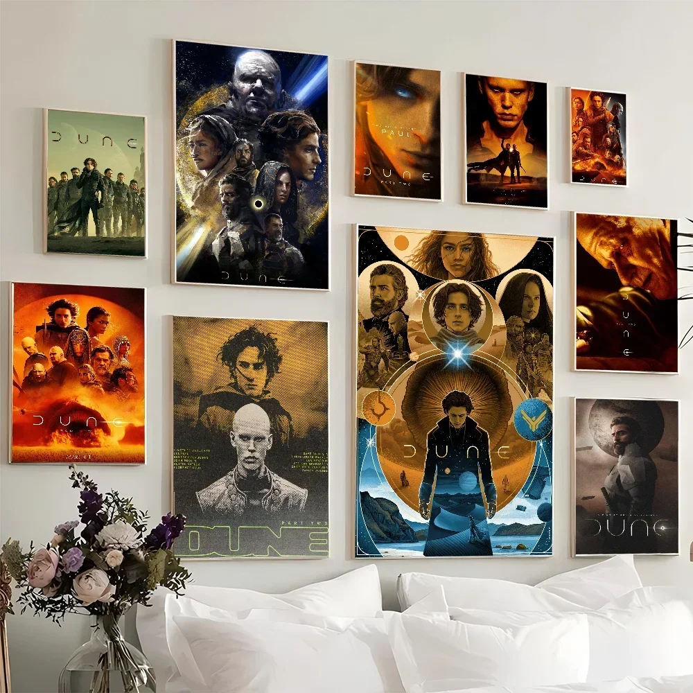 1PC Dune Part 2 2024 Sci-fi Movie Poster Movie Sticky Retro Kraft Paper Sticker DIY Room Bar Cafe Aesthetic Art Wall Painting