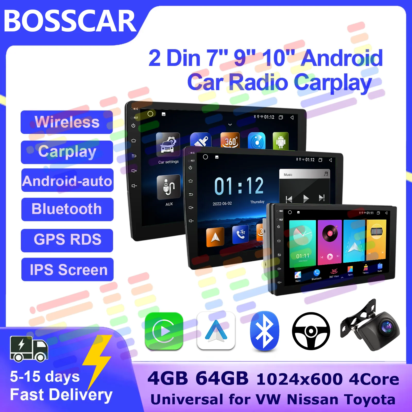 

Android13 7 9 10-дюймовый автомобильный радиоприемник GPS 2 din Радио Стереоприемник Плеер 64G Мультимедийный плеер беспроводной CarPlay Android Auto Подарок