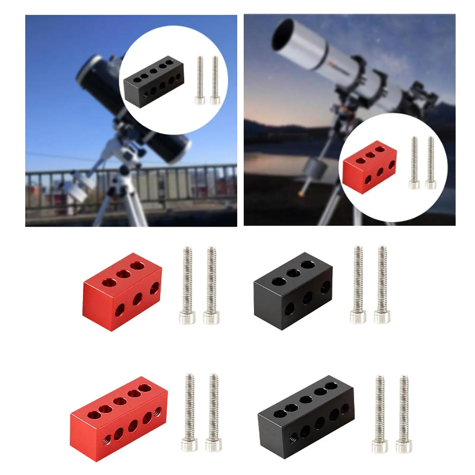 Telescope Guide Ring Riser Blocks Spacers Professional Sturdy Easily Install with 1/4" and M6 Screws Accessories Aluminum Alloy view 4