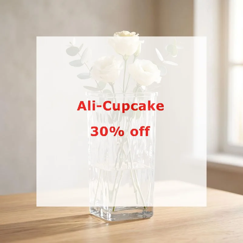 Clear Glass Flower Vase Wavy Textured Design Thick Sturdy Base Perfect For Living Room Dining Table Decor