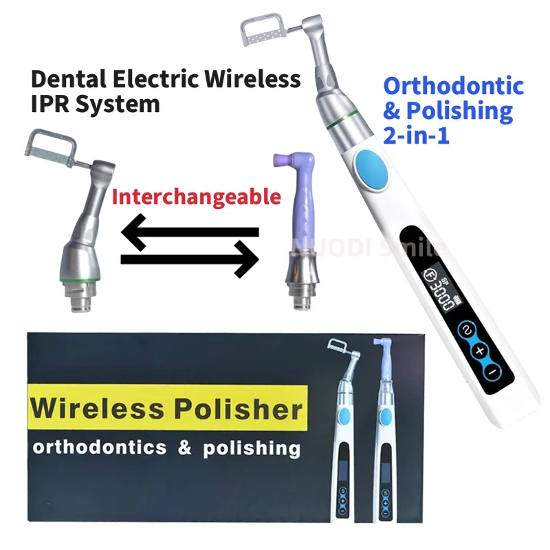 Dental Electric Wireless IPR System Orthodontic Kit and Teeth Polishing Contra Prophy Angle 2-in-1 Motor Handpiece Equipment