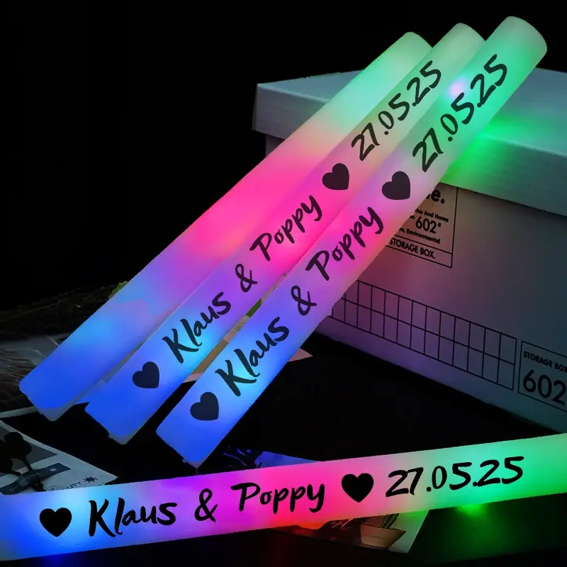 20/30/40Pcs RGB LED 글로우 폼 스틱 대량 다채로운 글로우 스틱 응원 튜브 어두운 빛 생일 웨딩 파티 용품