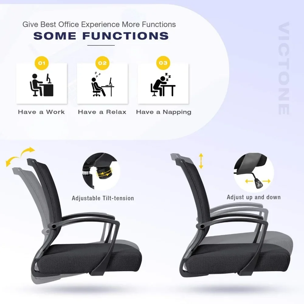 Kursi meja kantor rumah, kursi kantor, jaring tengah belakang, kursi kantor ergonomis, putar Lumbar, kursi komputer