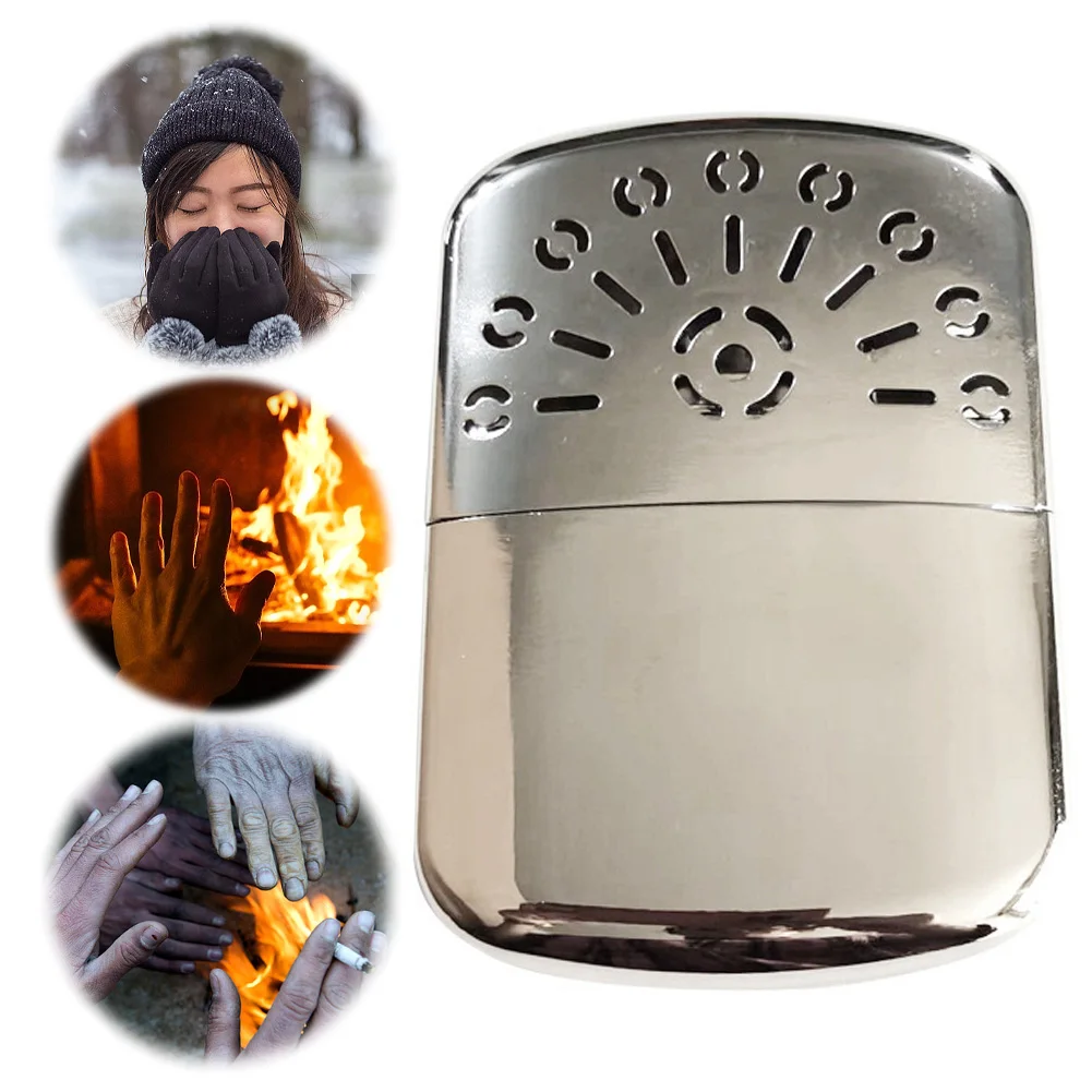 Zinc Alloy Portable Fuel Hand Warmer Reusable Fuel Heater Small Handy Warmer Heater for Outdoor Hunting Camping Fishing