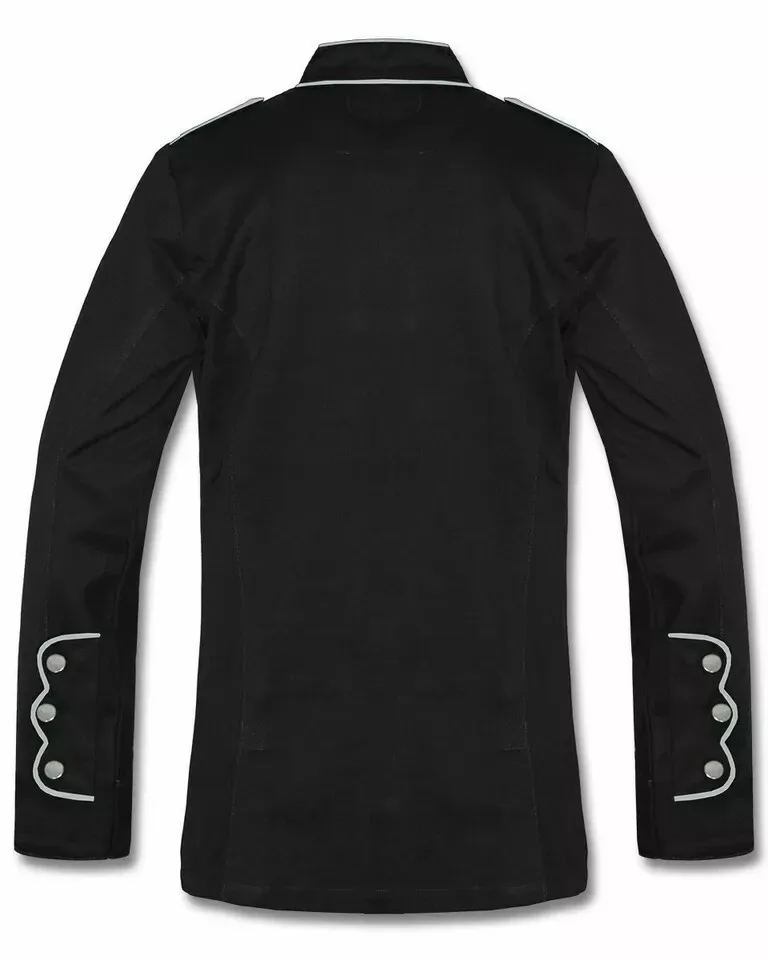 เสื้อแจ็คเก็ตสไตล์ทหารแบบกอธสำหรับผู้ชาย |   เสื้อคลุมเจ้าหน้าที่สีดำแต่งขอบสีแดง