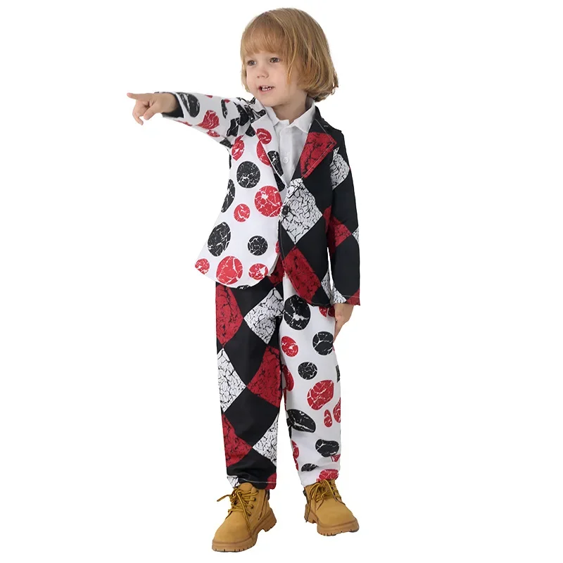 Tuta da Clown per bambini Costume da Clown spaventoso per ragazzi di Halloween