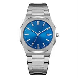 No logo Mens Watch 50M Waterproof Stainless Steel Strap for Seiko VJ32 Quartz Movement Luxury Sport Business Style Clock Gift